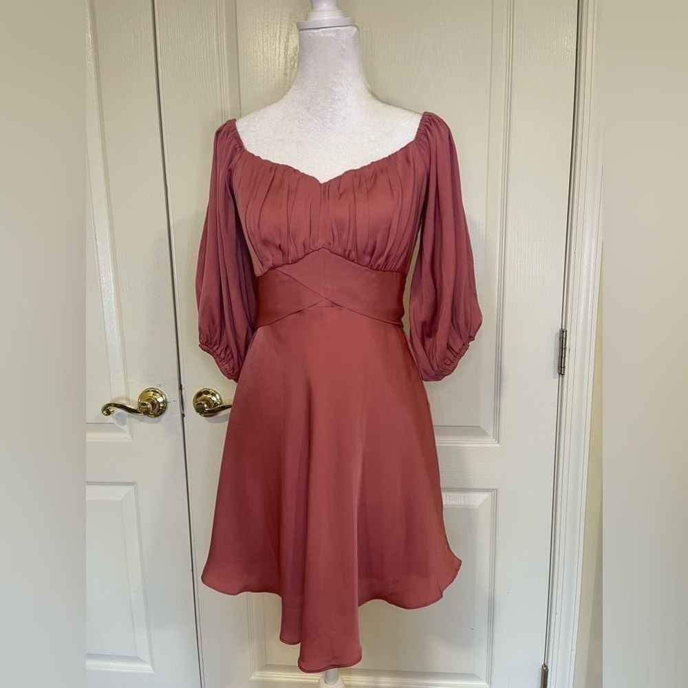 NWOT One And Only dusty pink off the shoulder 3/4 sleeve dress​​​​​​​​​